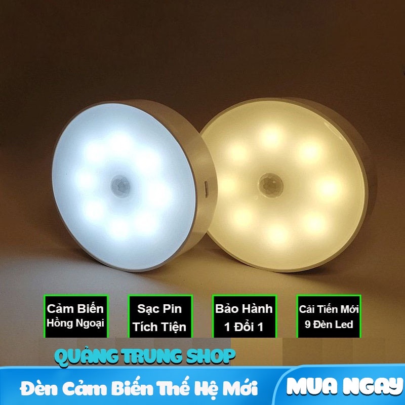 Đèn cảm biến chuyển động - Đèn Thông Minh 9 bóng LED sử dụng phòng ngủ/ tủ áo/ cầu thang