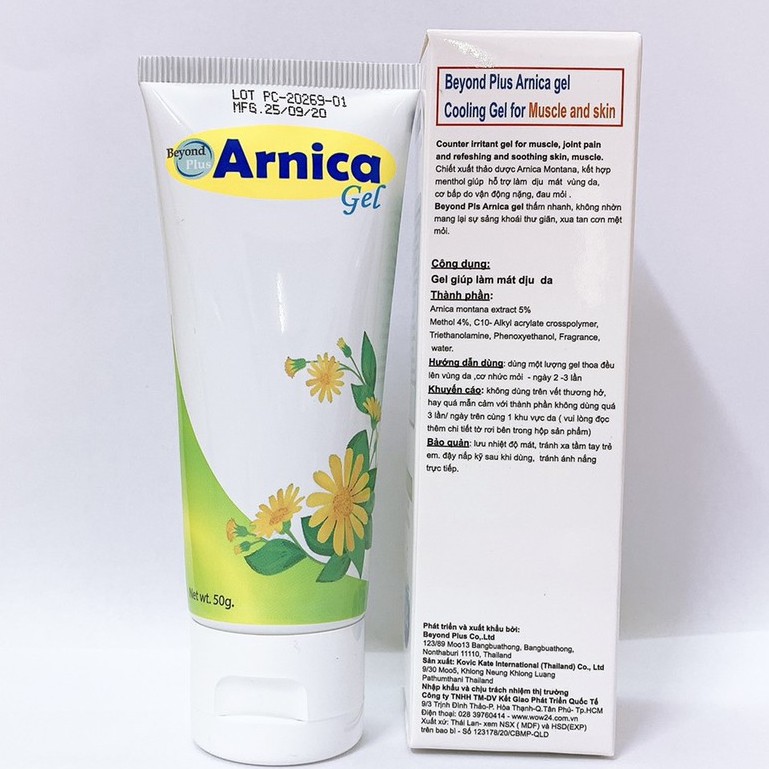 GEL BEYOND PLUS ARNICA  - Lạnh xoa giảm đau cơ- Gel giúp làm mát dịu da - Tuýp 50g