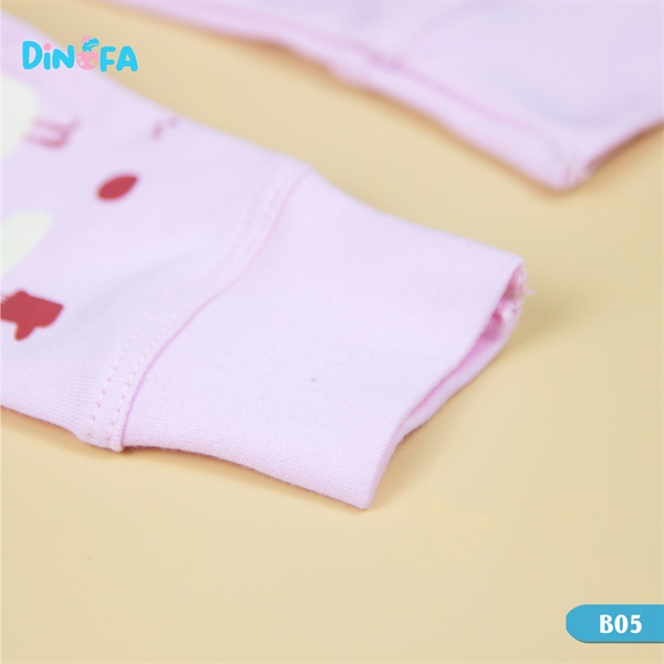 Bộ quần áo sơ sinh đồ bộ bé trai bé gái cotton dài tay, cúc thẳng, Set 4 món cho trẻ sơ sinh 0-3m, họa tiết con cò_B05