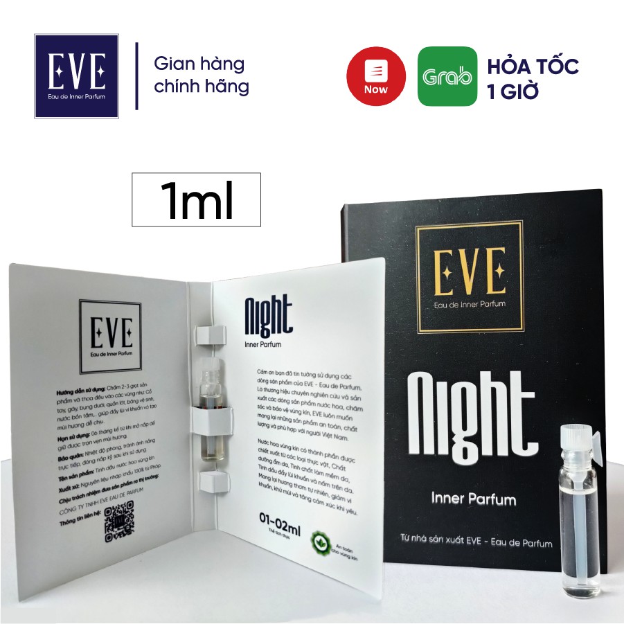 Nước hoa vùng kín nam 1ml NIGHT - Nước hoa vùng kín chính hãng EVE - Eau de Parfum (Có che tên sản phẩm)