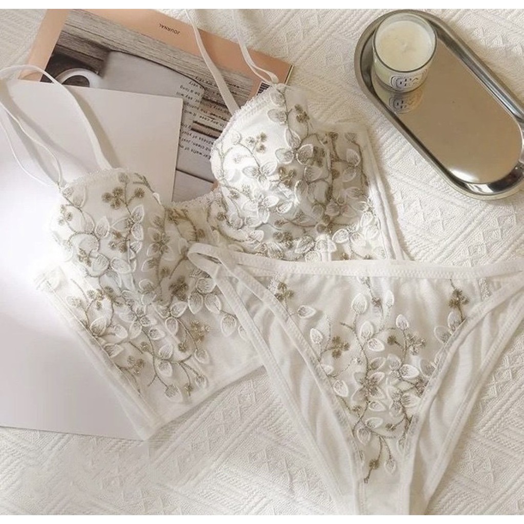 Bộ Corset Vintage Cổ Điển Đệm Mỏng Có Gọng Nâng Ngực Sexy, Họa Tiết Hoa Thêu Nổi Gu bra - B07 | BigBuy360 - bigbuy360.vn