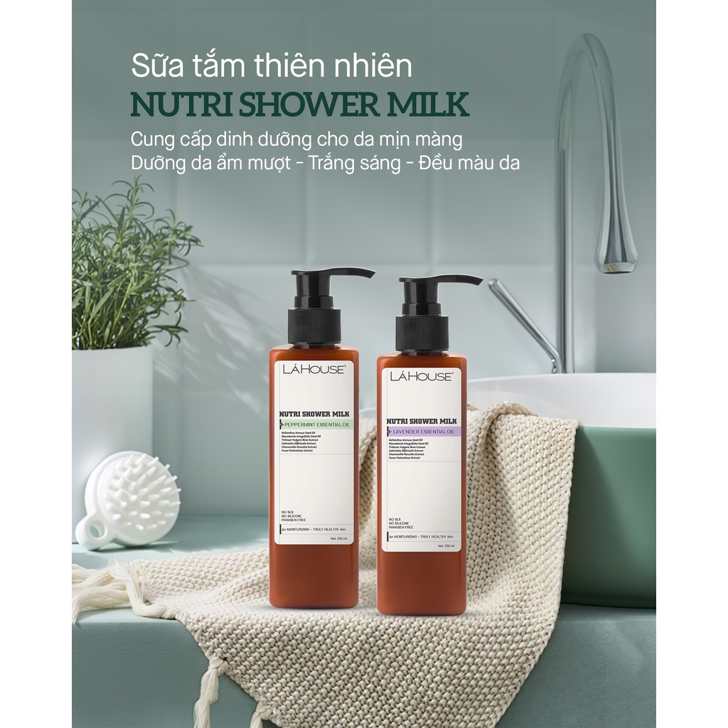 Sữa tắm làm dịu,làm sạch da Lá House Nutri Shower Milk Lavender Essential Oil 250ml