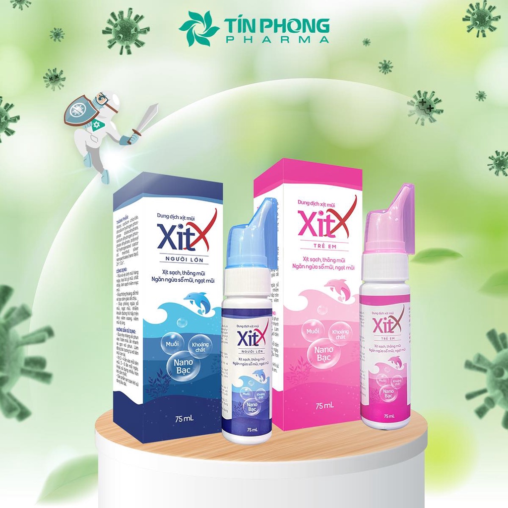 Dung dịch xịt mũi Xitx Dược Tín Phong-Xịt sạch, thông mũi, ngăn ngừa sổ mũi, ngạt mũi (Chai 75ml)