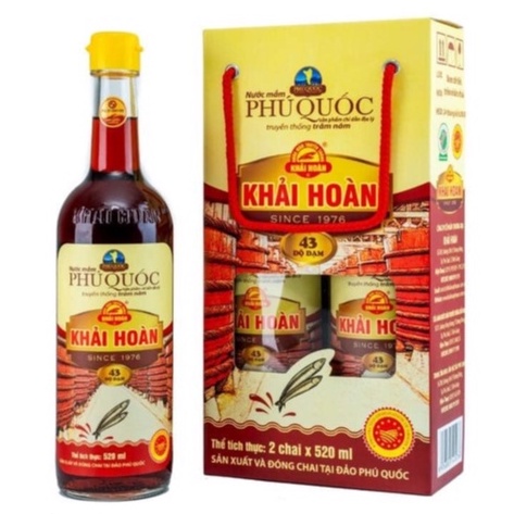 Xách 2 chai 520ml Nước mắm Phú Quốc Khải Hoàn 43 độ đạm / Nước mắm Truyền Thống - 3M Food NL (Hải Sản Ba Miền)