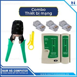 Combo 1 Kìm bấm mạng + 50 hạt mạng + 1 hộp test mạng kèm pin