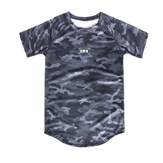 Áo thể thao cổ tròn DRS, áo thun cộc tay tập gym camo DRA12 thoáng mát
