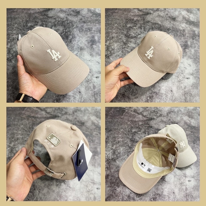 Mũ lưỡi trai MLB màu beige - logo trắng