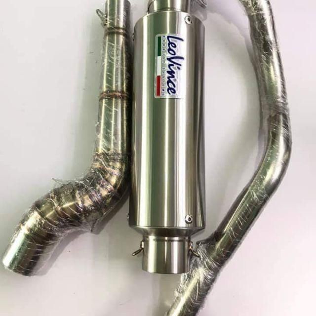 Full set pô Leovince + cổ pô 2 khúc inox 304 + pát lòxo gắn  winner, sonic, exciter, Raider, satria,