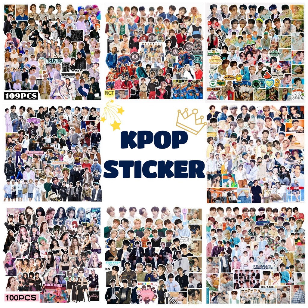 Bộ 2021 Nhãn Dán Trang Trí Sổ Tay/Nhật Ký Hình Kpop BTS BLACKPINK ENHYPEN NCT TREASURE