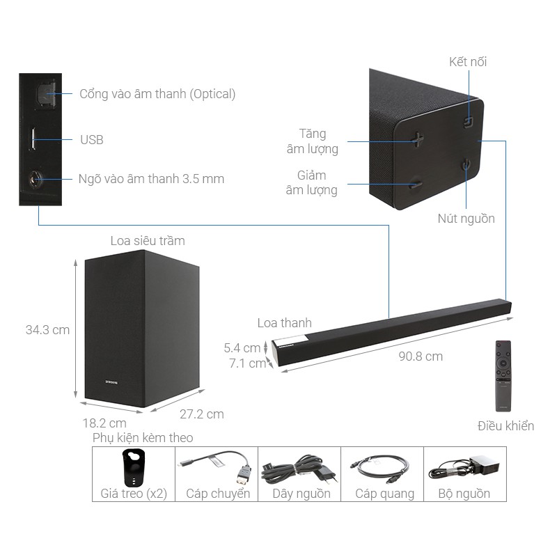 Loa thanh soundbar Samsung 2.1 HW-T450