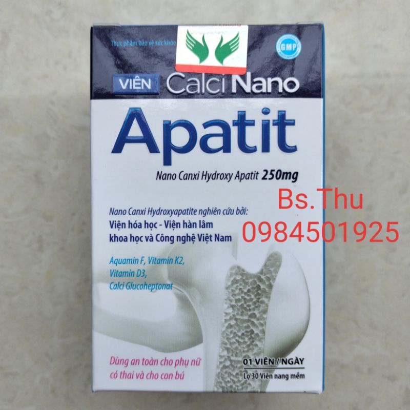 VIÊN CALCI NANO APATIT hộp 30 viên bổ sung canxi giúp phát triển chiều cao ở trẻ, chống loãng xương ở người già