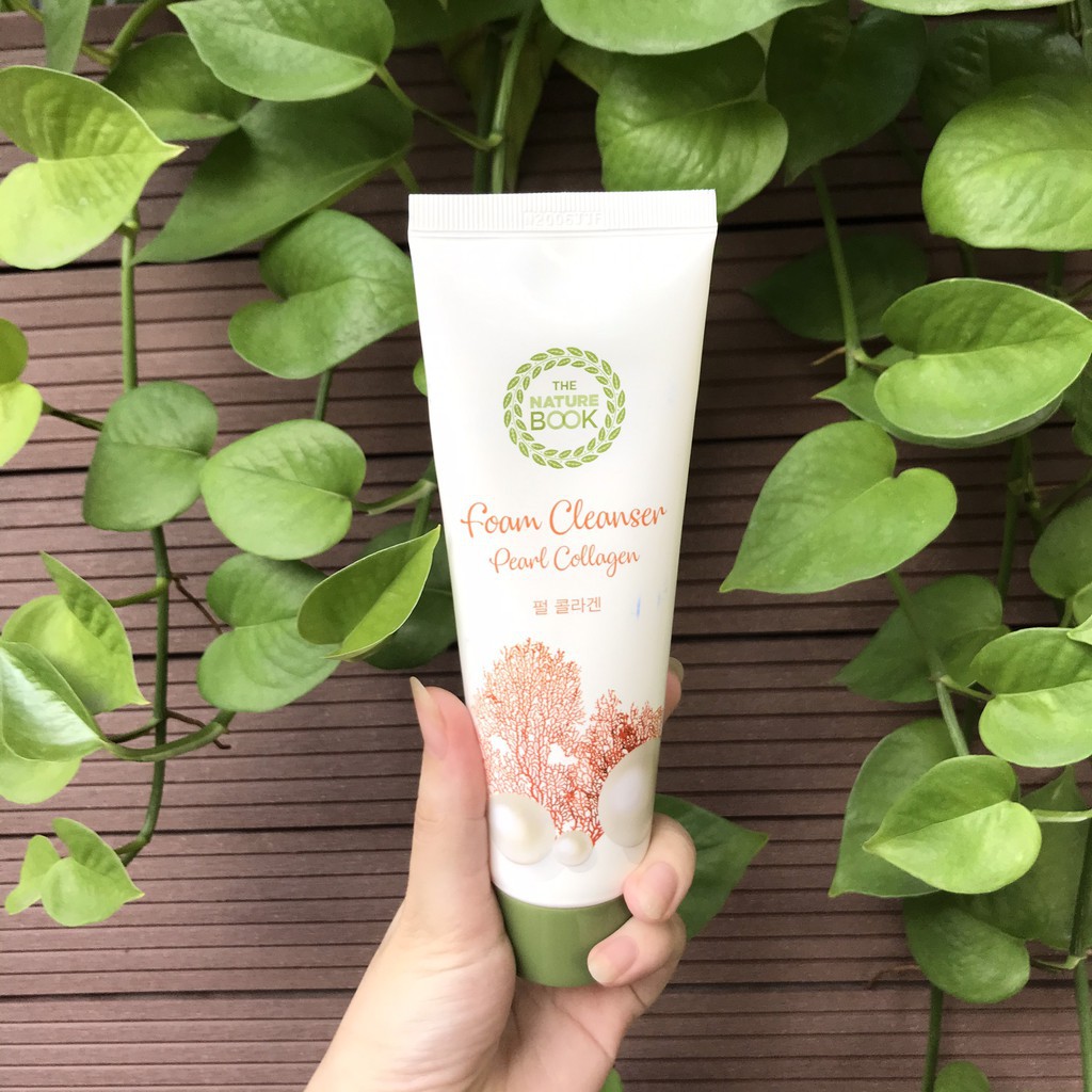 Mỹ phẩm thiên nhiên chính hãng Hàn Quốc [Free ship] Sữa Rữa Mặt foam cleanser pearl collagen The Nature Book