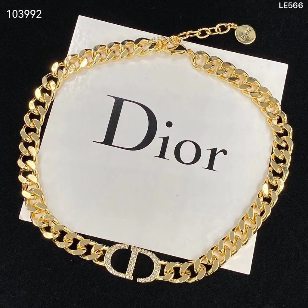 Vòng Đeo Tay Dior Dây Xích Kim Loại Dày Mặt Chữ CD