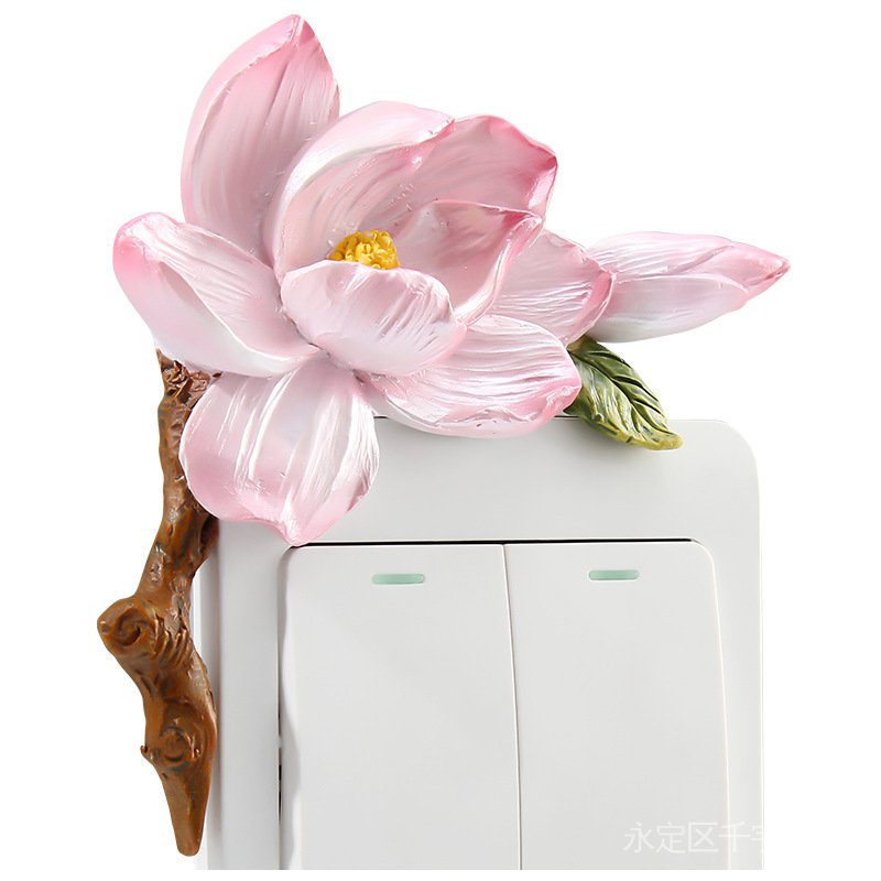 Miếng Dán Công Tắc Trang Trí Hình Hoa 3d Ba Chiều Bằng Nhựa Resin Sáng Tạo Bảo Vệ Tường Phòng Khách