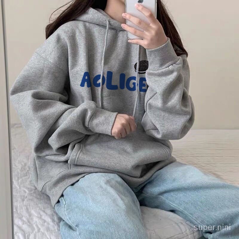 Áo Hoodie Dáng Rộng Vải Mỏng Phong Cách Harajuku Cho Nữ