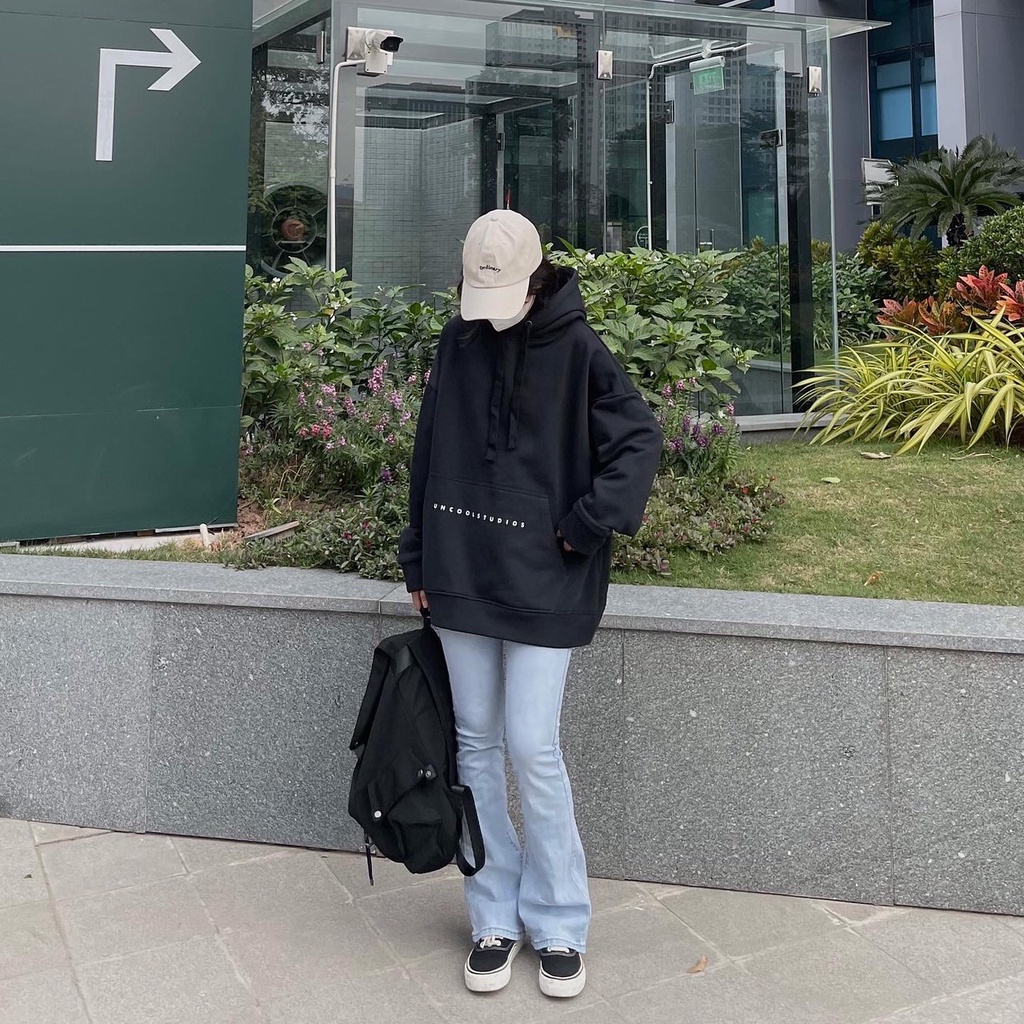 Áo hoodie nỉ bông DEUNCOOL BASIC ver 1.0 - Màu Black - 100% cotton mềm mịn cho nam nữ - ẢNH THẬT
