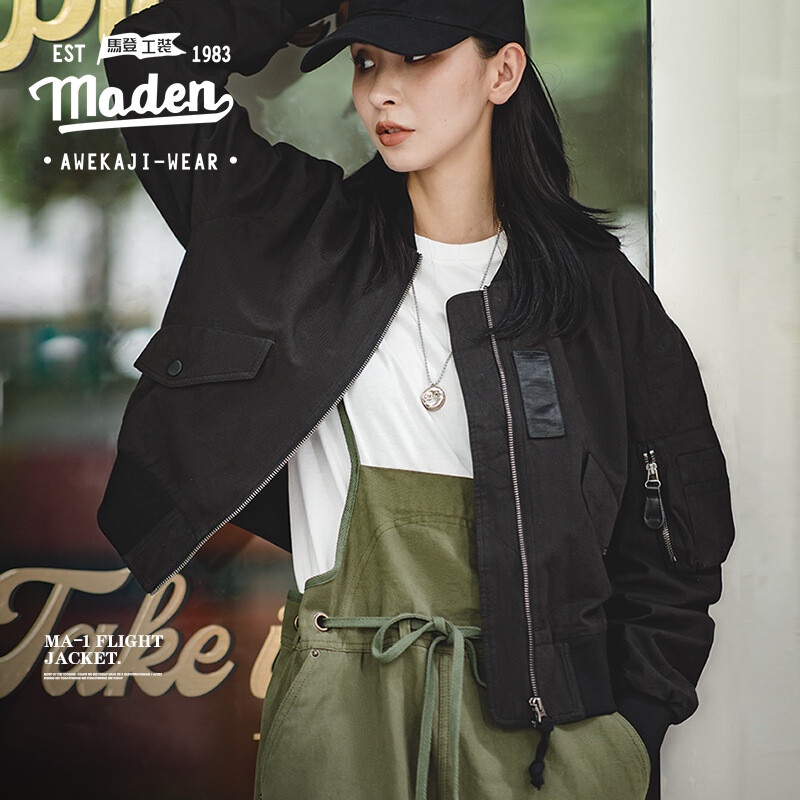 Áo khoác bóng chày Maden MA1 bằng cotton thời trang đường phố Mỹ trẻ trung năng động cho nữ
