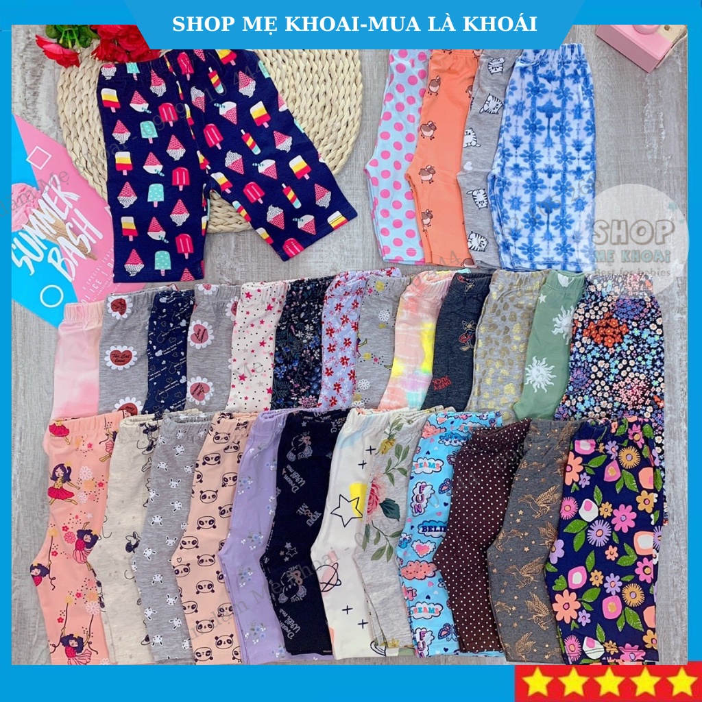 Quần Legging Bé Gái Thun Cotton Mềm Mát Co Giãn Họa Tiết Xinh Xắn (10-41kg)-ShopMeKhoai