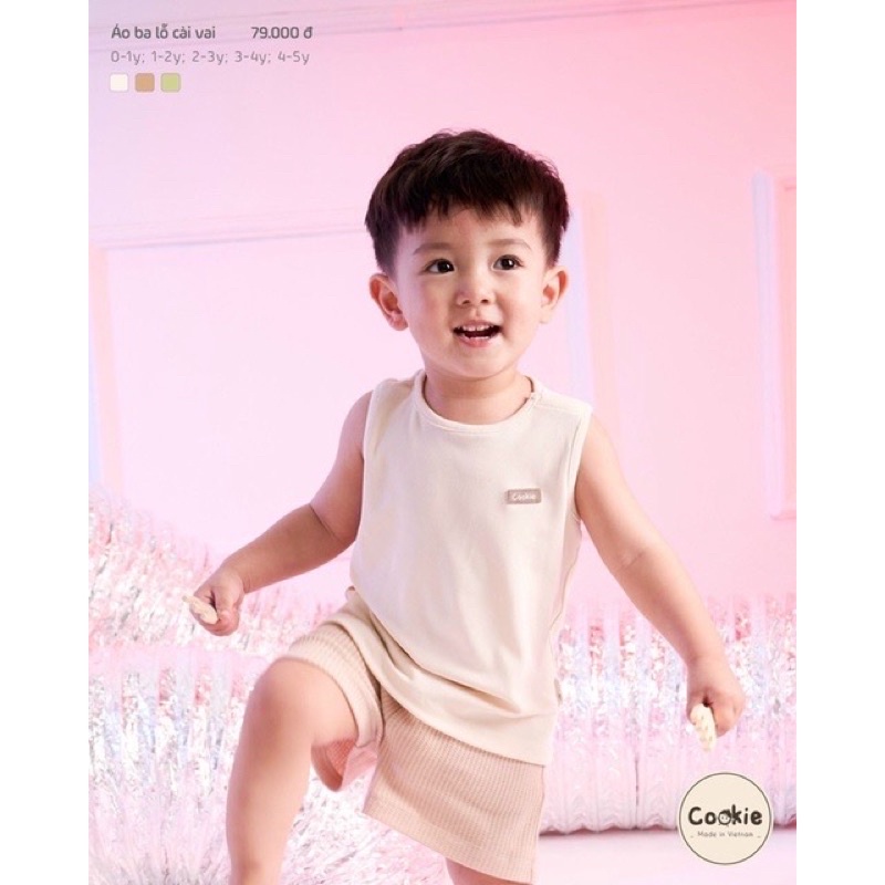 Áo ba lỗ Cookie chất gân tăm siêu mềm mại cho bé trai bé gái