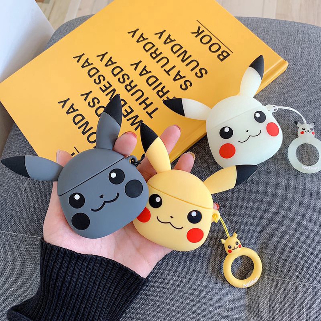 Hộp silicone hình Pikachu chống sốc cho tai nghe airpods1 2