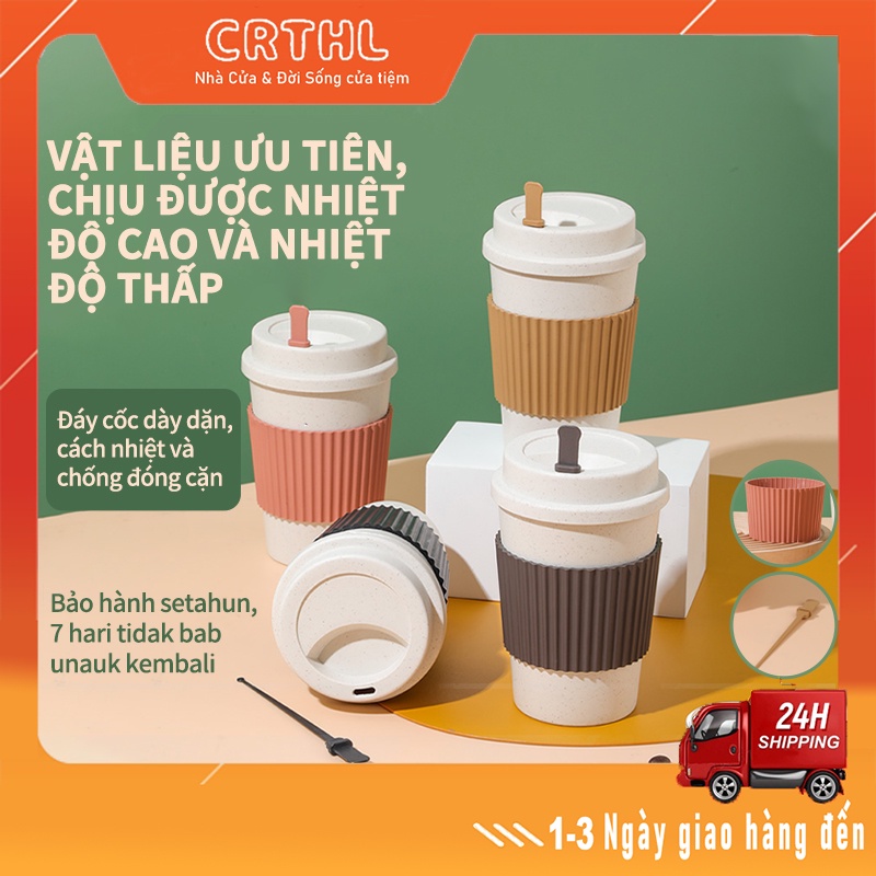 Cà phê Cup có nắp, Cúp nước uống không có lớp cách nhiệt, cốc nhựa, cốc lúa mạch, văn phòng sinh viên ngoài trời di động