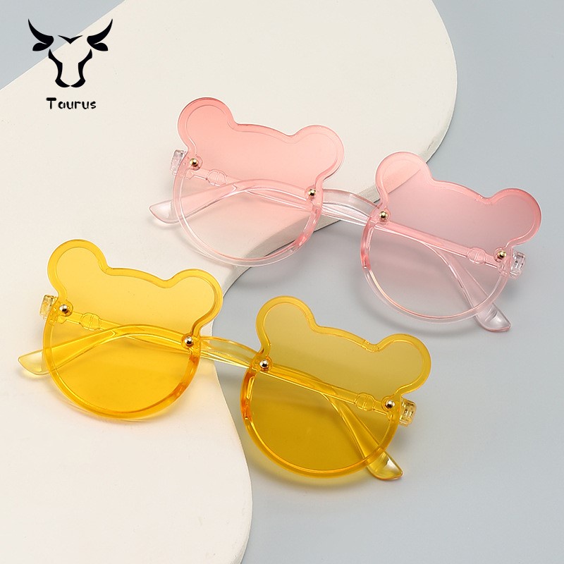 Khung gấu retro thời trang trẻ em dễ thương kính râm đi biển kính râm trẻ em