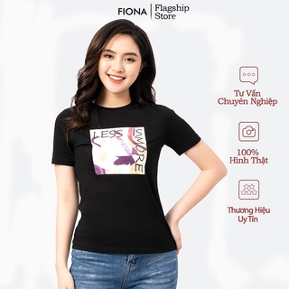 Áo phông nữ Fiona, Áo thun cổ tròn in chữ chất liệu cotton F521200