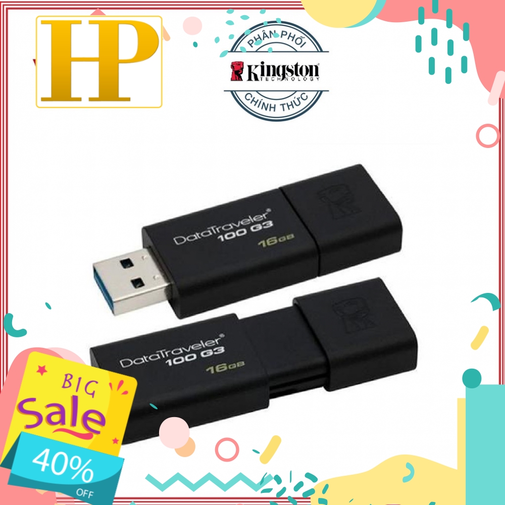 USB 3.0 Kingston 16GB 100G3 Đen - Hãng phân phối chính thức | BigBuy360 - bigbuy360.vn