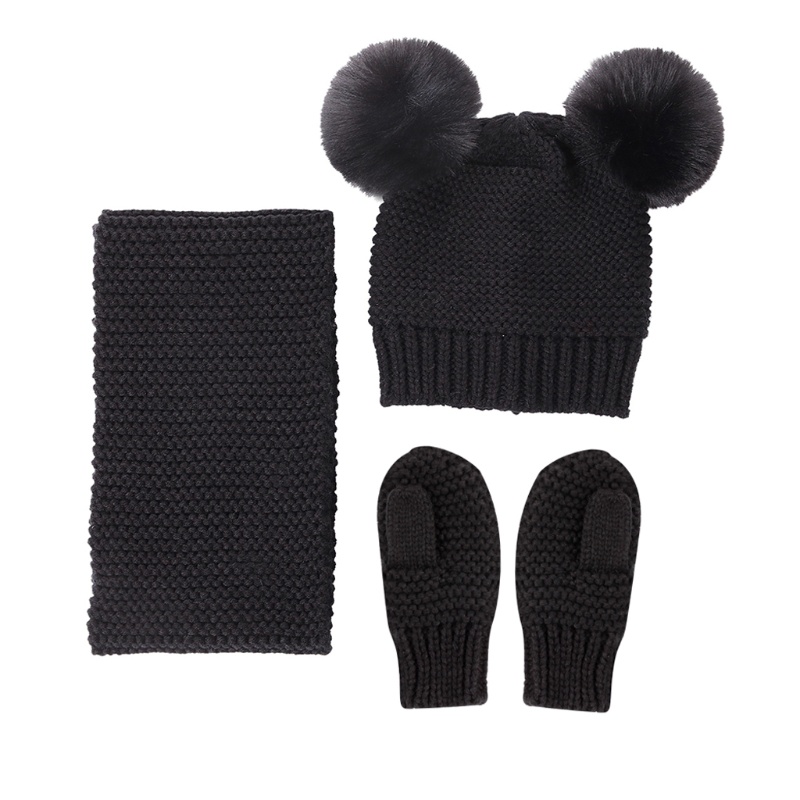 Set Mũ Len Kèm Khăn Choàng Cổ Và Găng Tay Mềm Giữ Ấm Mùa Đông Dành Cho Bé