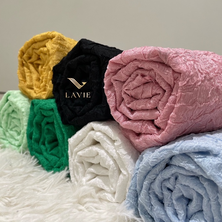 Vải Xốp Quả Dứa cao cấp nhà Lavie co giãn, mềm, vải may váy đầm, form xoè, váy xuông