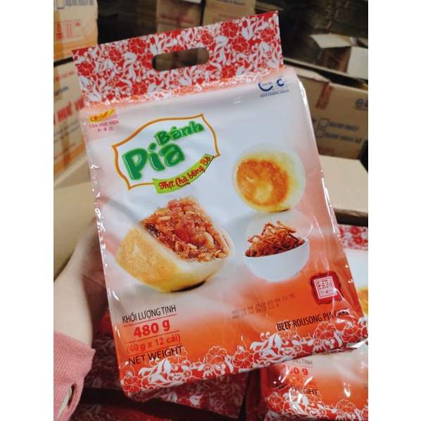 Bánh pía chà bông bò Tân Huê Viên 480g (40g x12 cái)