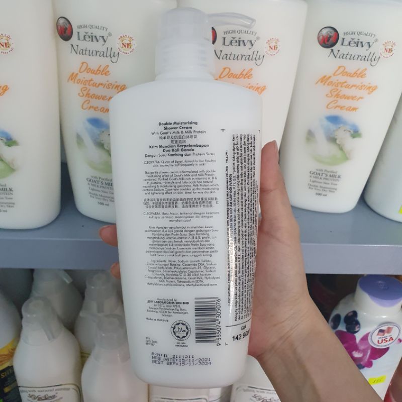 Sữa tắm dưỡng ẩm trắng da Leivy  malaysia Tinh chất sữa dê cao cấp chính hãng 500ml