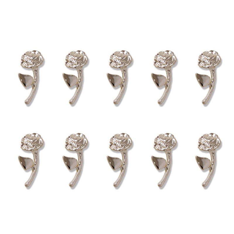 Phụ Kiện Trang Trí Móng Tay Nghệ Thuật Hình Hoa Hồng 3D Bằng Hợp Kim