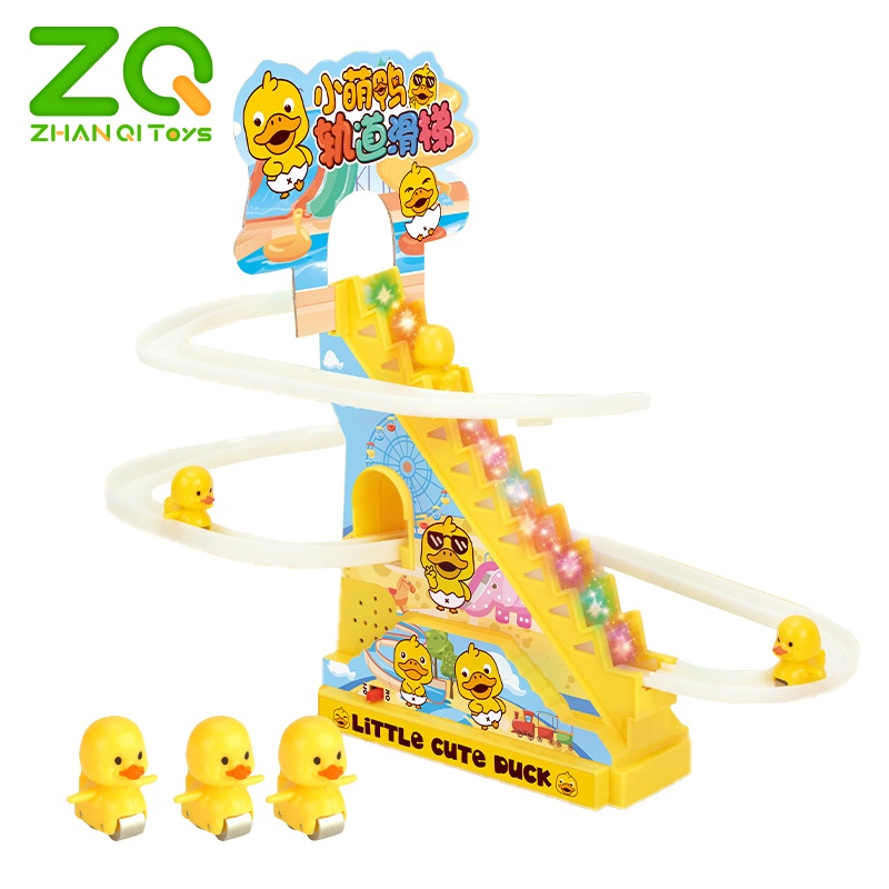 Bộ đồ chơi đường trượt vịt leo cầu thang ZHAN QI TOYS có nhạc và đèn độc đáo cho trẻ em