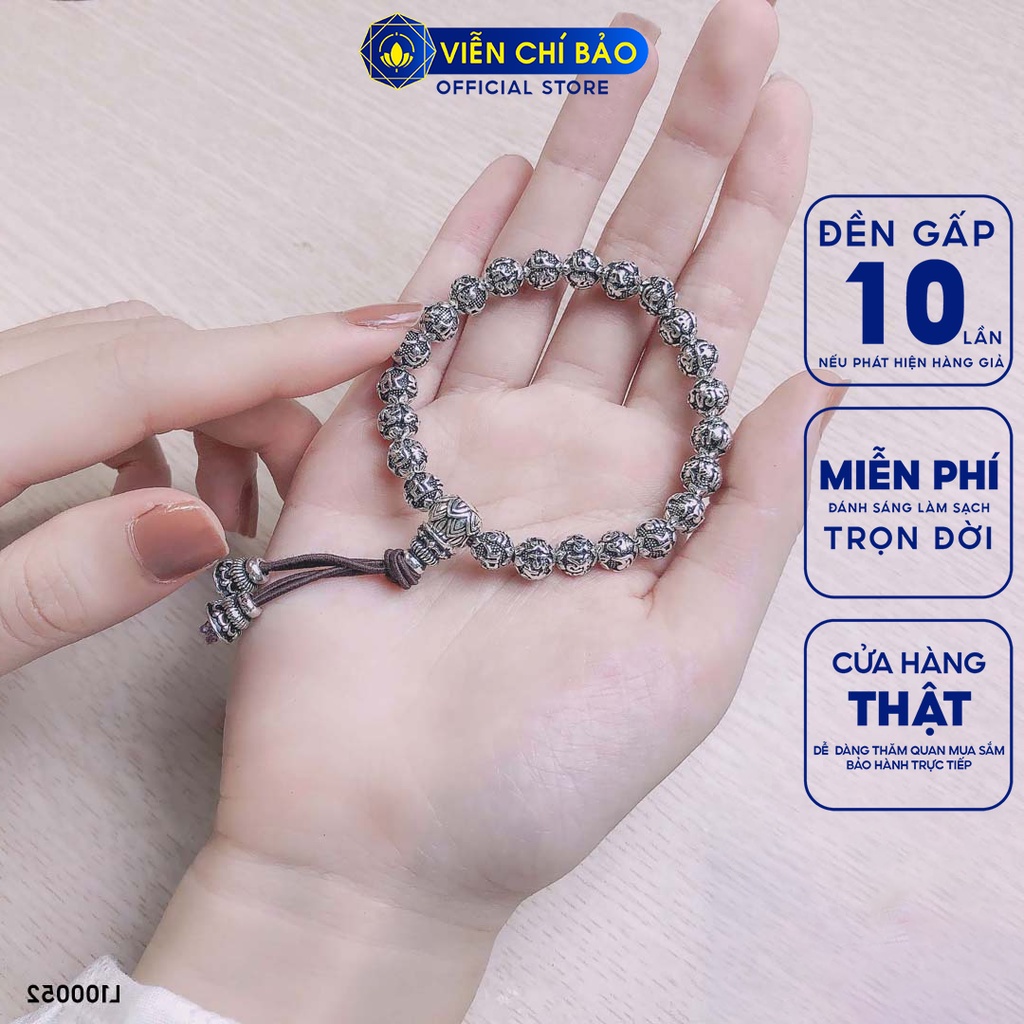 Vòng tay bạc nữ Om Mani Padme Hum Liên Tử tâm bạc Thái 925 thời trang phụ kiện trang sức nữ Viễn Chí Bảo L100052