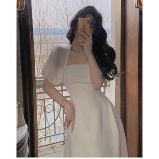 Váy Midi Cổ Vuông ( ảnh thật trải )