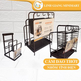 Cắm dao thớt có ngăn đũa và móc treo đồ Chất liệu sơn tĩnh điện kèm đinh vít treo