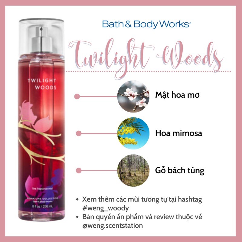 Xịt thơm toàn thân bodymist Bath & Body Works mùi Twilight Woods