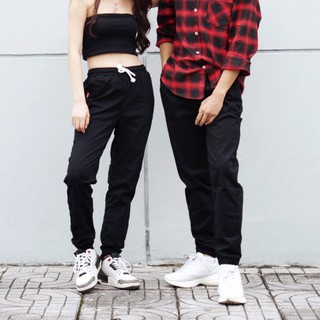 Quần Jogger Nữ Kaki Co Dãn Màu Đen