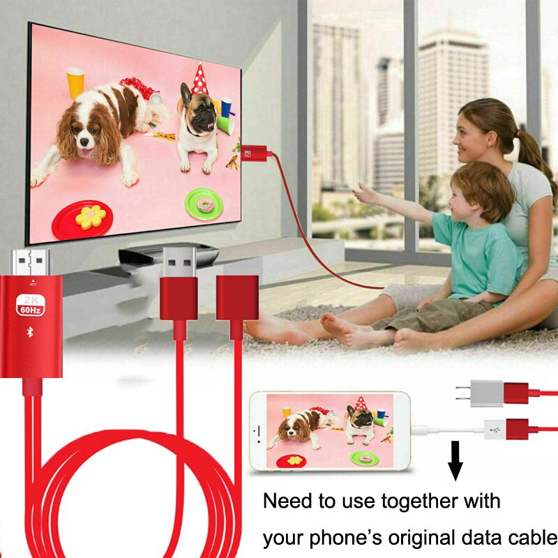 Bluetooth USB to HDMI Mirror Cast Cable Audio Video Adapter for iPhone Android to TV Projector