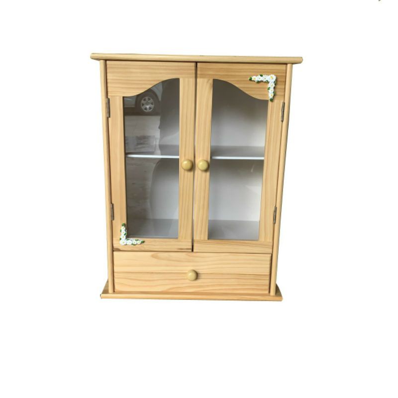 Tủ Thuốc Mái Bằng 2 Cánh Có Hộc Tủ Bằng Gỗ Cao Su Tự Nhiên