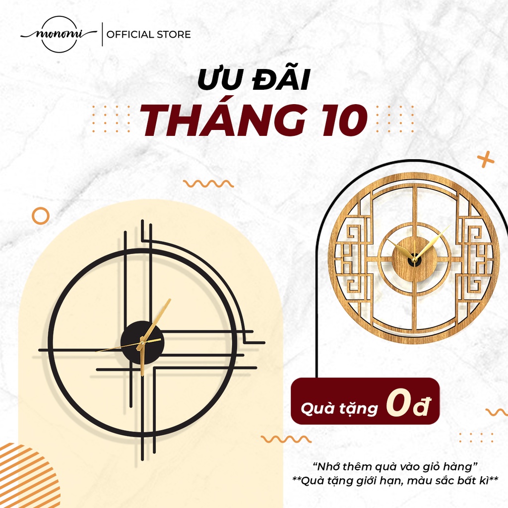 Đồng hồ treo tường Lineal Minimalist, phong cách tối giản, kiểu dáng hiện đại, CNC Metal Wall Clock - Monomi C003