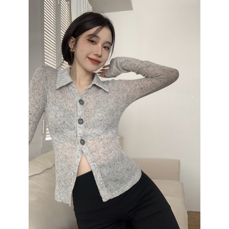 ZHELIHANGFEI Áo Cardigan Dệt Kim Tay Dài Chống Nắng Ôm Eo Quyến Rũ Cho Nữ