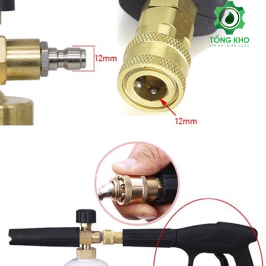Súng xịt rửa xe ren ngoài 22mm và 14mm, kèm bộ nối nhanh 1/4inch chống trờn ren béc súng - Tổng kho kim khí điện nước