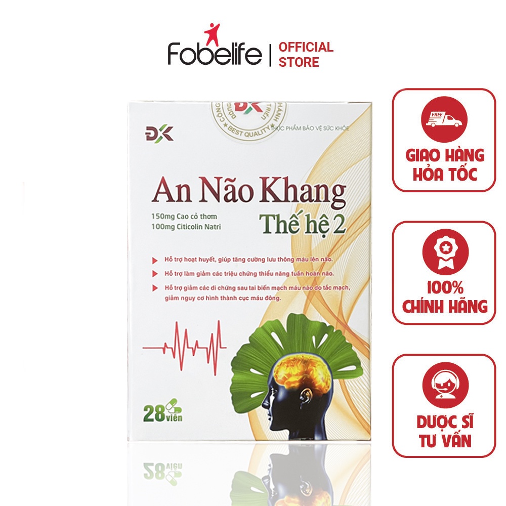 Viên Uống AN NÃO KHANG ĐK Hoạt Huyết Lưu Thông, Tuần Hoàn Máu Não 28 viên