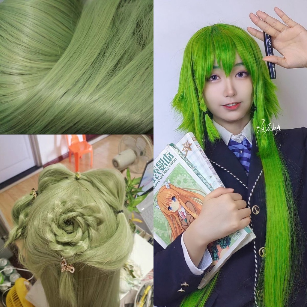 Wig/tóc giả cơ bản 80cm cosplay màu trắng bạc xám đen nâu xanh tím