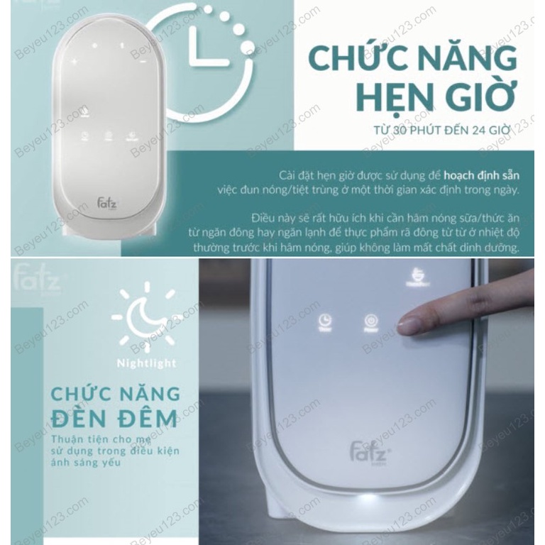 Máy hâm sữa tiệt trùng điện tử 2 bình có đèn sáng ban đêm FATZ DUO 6 - Fatzbaby FB3090CY