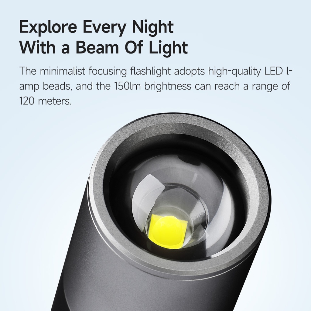 Xiaomi Youpin Đèn Pin Led Phóng To Mạnh Mẽ Có Thể Sạc Lại 2 Chế Độ 120M Tiện Dụng Cho Hoạt Động Ngoài Trời