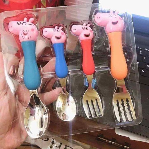 Bộ 4 Muỗng Nĩa Hìhh Pepa Pig Cho Bé Yêu