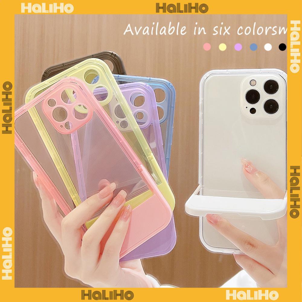 iPhone Case Silicone Soft Cover Folding Stand Clear Candy Color Airbag Shockproof Camera Cover Protection Compatible For iPhone 11 iPhone 13 Pro Max iPhone 12 Pro Max iPhone 7 Plus